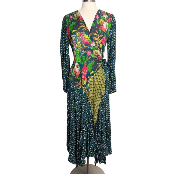 Anthropologie Bl^nk Romalie Printed Wrap Dress Size M - Picture 2 of 16